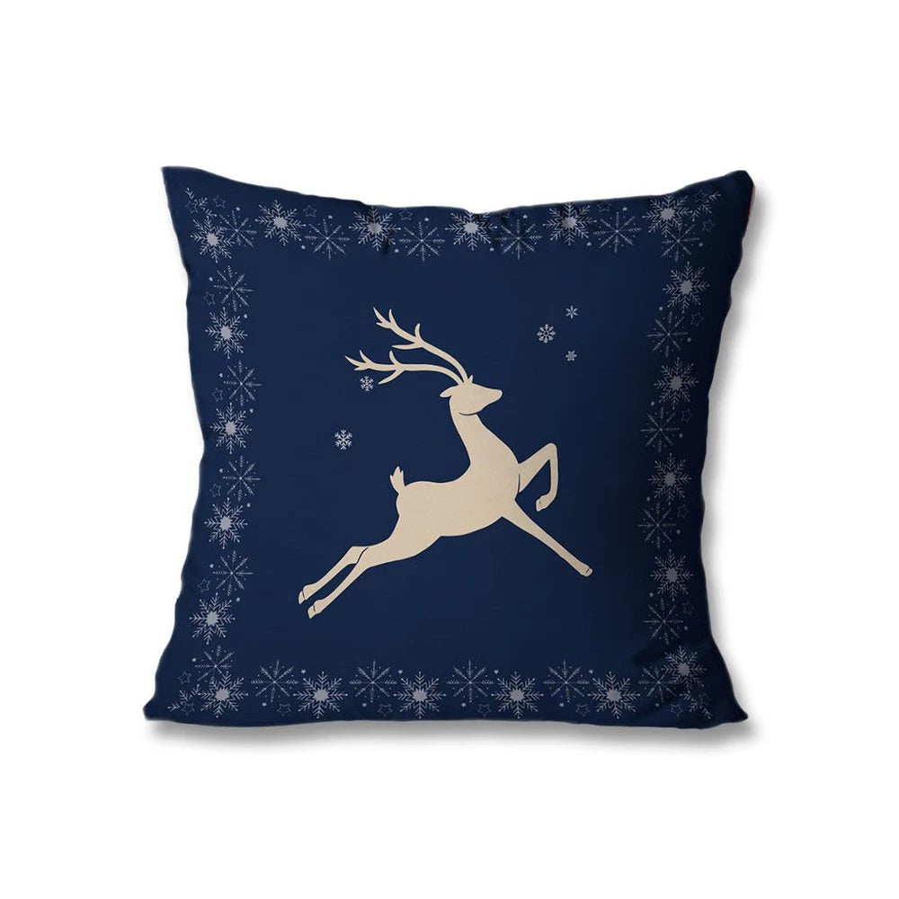 Kit com 4 Capas de Almofadas Decorativas Natal Azul e Branco Único