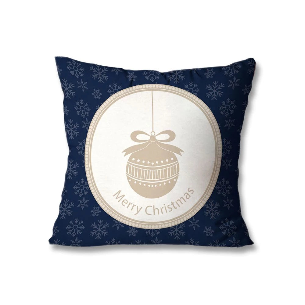 Kit com 4 Capas de Almofadas Decorativas Natal Azul e Branco Único