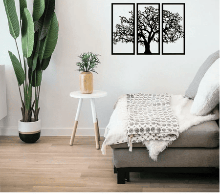 Quadro Decorativo Vazado Árvore da Vida MDF 3mm Preto Fosco