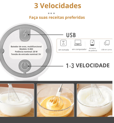 Mixer 3 em 1 Elétrico Multiuso