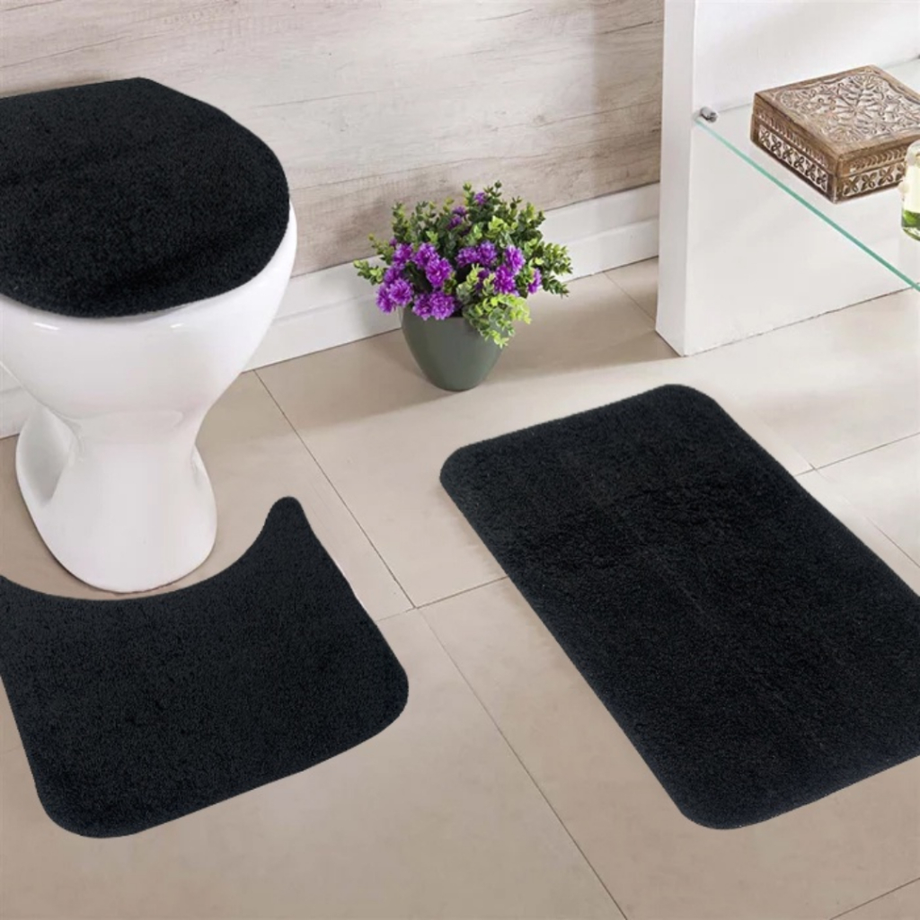 Jogo de Tapete de Banheiro 3 Peças - Aura Clean