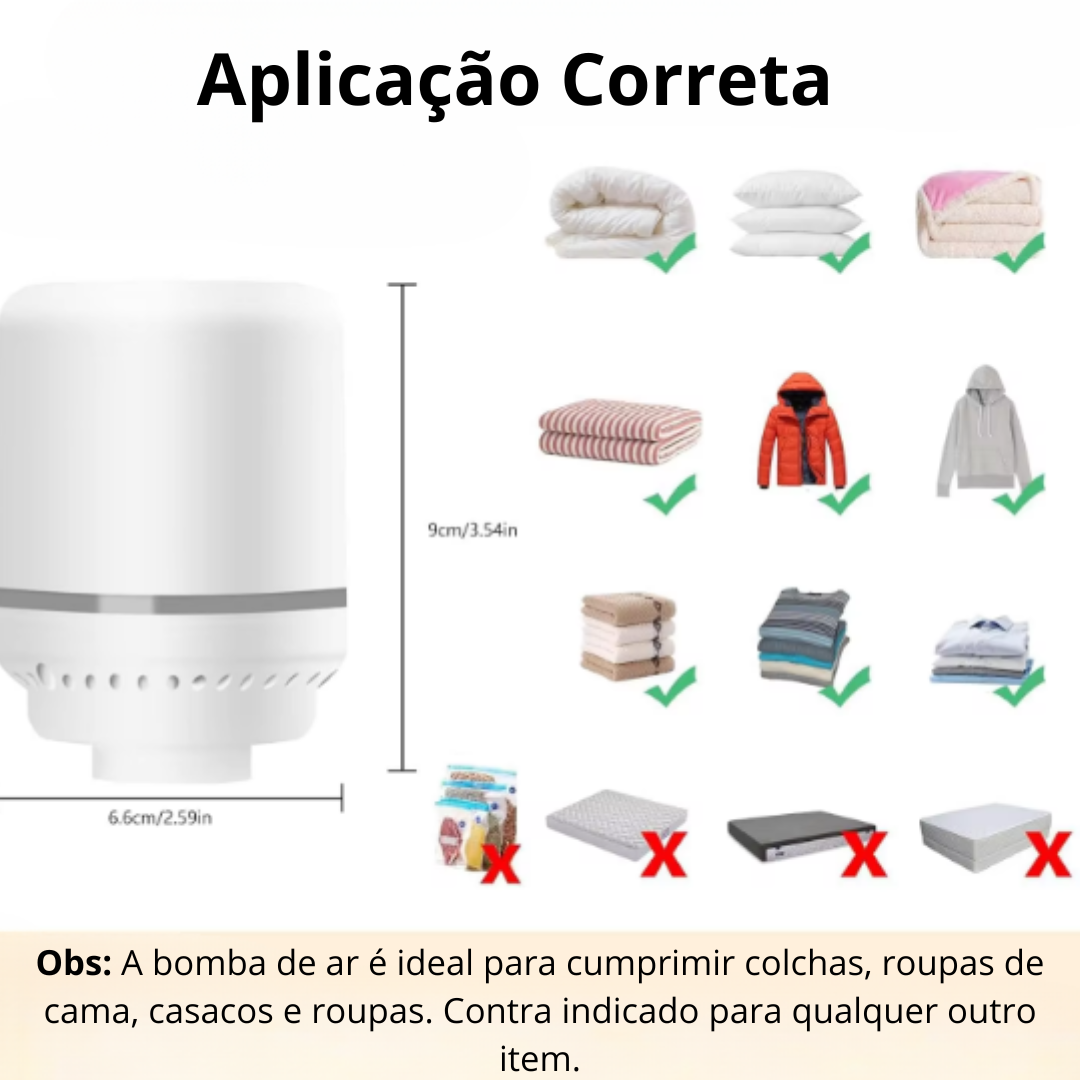 Mini Bomba de Ar Portátil Para Sacos a Vácuo