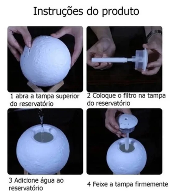 Umidificador e Aromatizador - Luminária em Lua