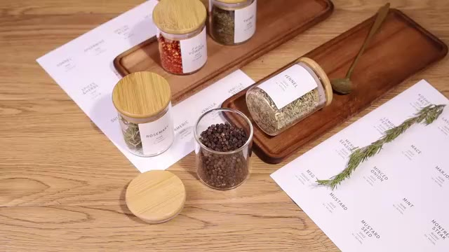 Kit 6 potes de vidro herméticos tampa de bambu