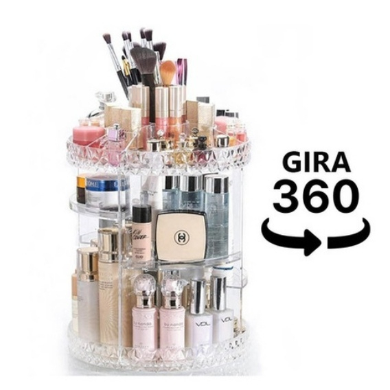 Organizador De Maquiagem Cosméticos Acrílico Giratório Rotatório 360º