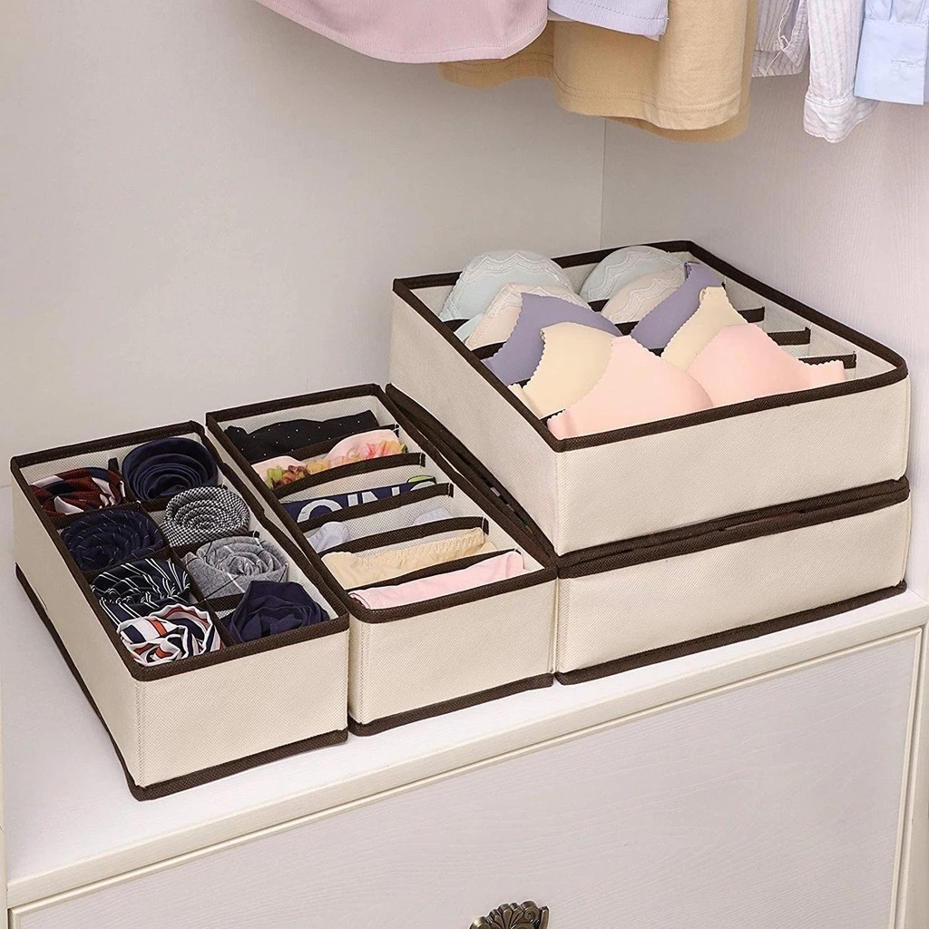 Kit 4 peças Organizador íntimas meias sutiã Dobrável para Gavetas