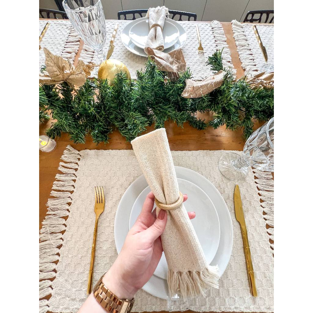 Kit Jogo americano cor Cru, Off white produto artesanal. Decoração mesa posta, tear mineiro. Kit de 2, 4, 6 e 8 lugares.