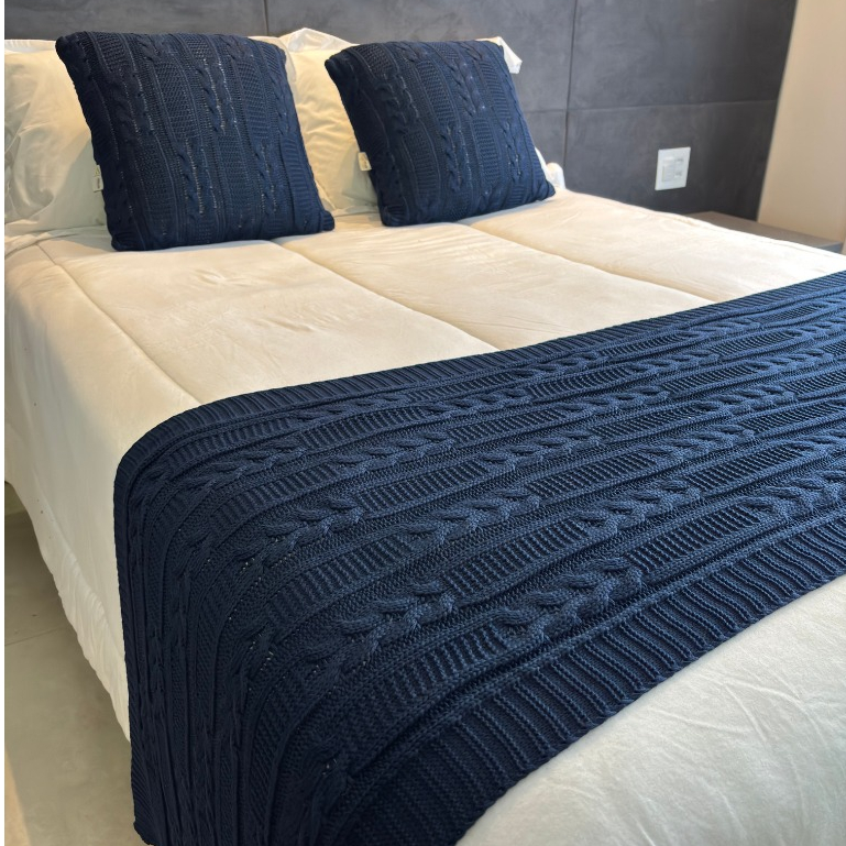 Peseira Tricot + 2 Capas de Almofada para Cama e Sofá - Linha Belle