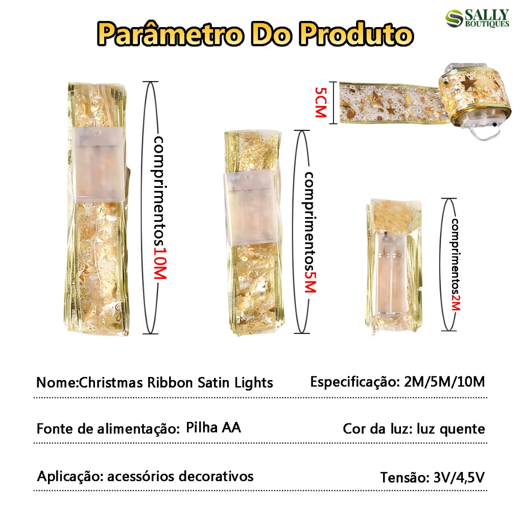 10 M Laços De Fita De Natal Com 100 Luzes Fada Cordas LED árvore Ornamentos Pisca Enfeites Decoração
