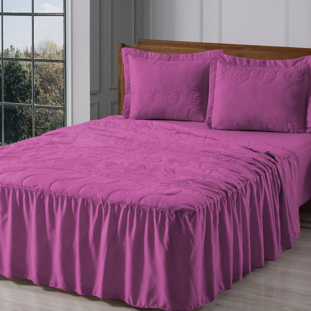 Cobre Leito Casal 3 Peças Requinte- Colcha Casal Padrao- Tecido Macio Premium