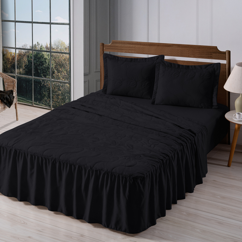 Cobre Leito Casal 3 Peças Requinte- Colcha Casal Padrao- Tecido Macio Premium