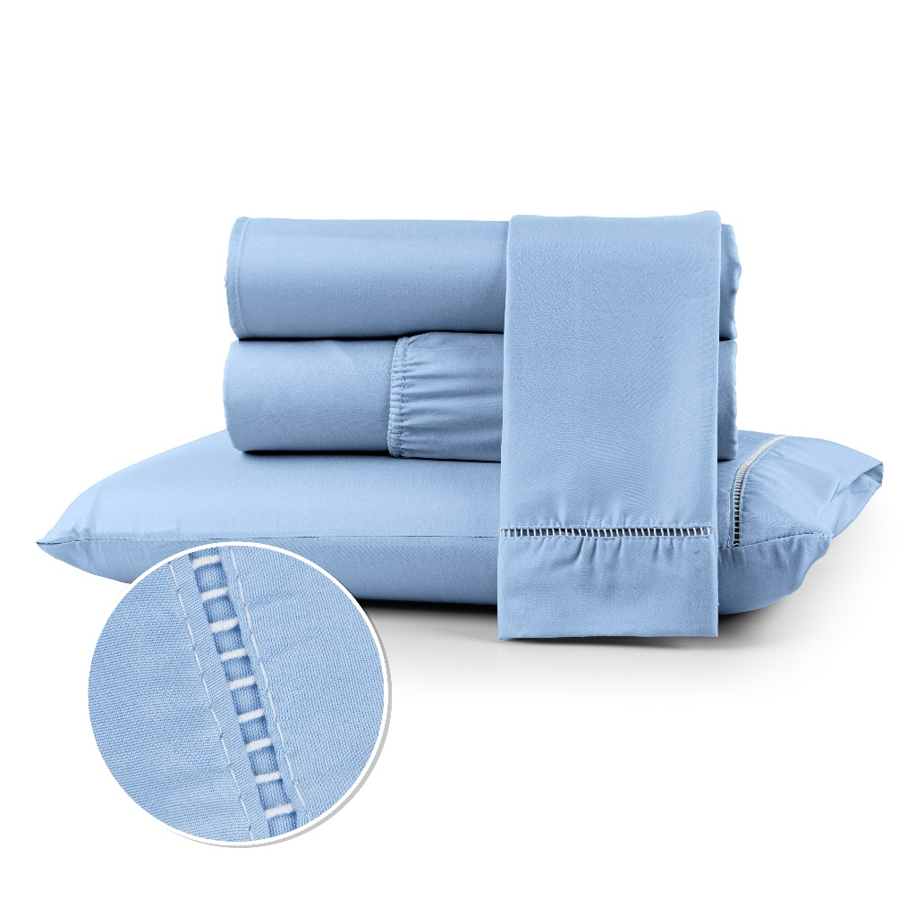 Kit Jogo Lençol Cama de Casal Queen 400 fios Micropercal 03 Peças