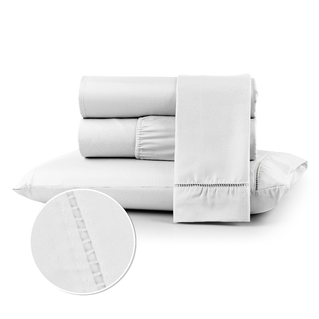 Kit Jogo Lençol Cama de Casal Queen 400 fios Micropercal 03 Peças