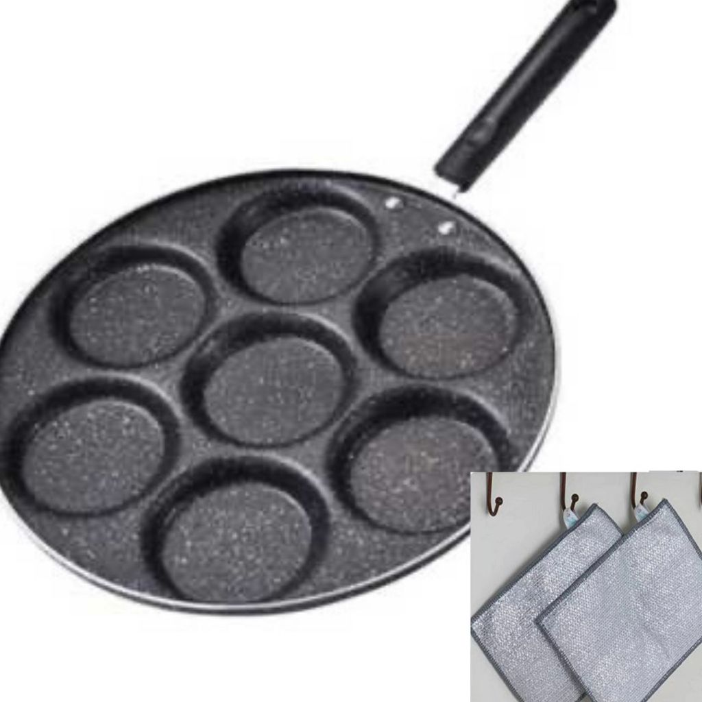 Frigideira Multifuncional Antiaderente 4em1 E 3em1 Ovos Hambúrguer Omelete Com Alça De Madeira