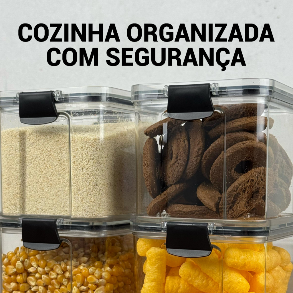 Monte seu Kit Pote Hermético para Mantimentos de Cozinha Dispensa Armário Plástico