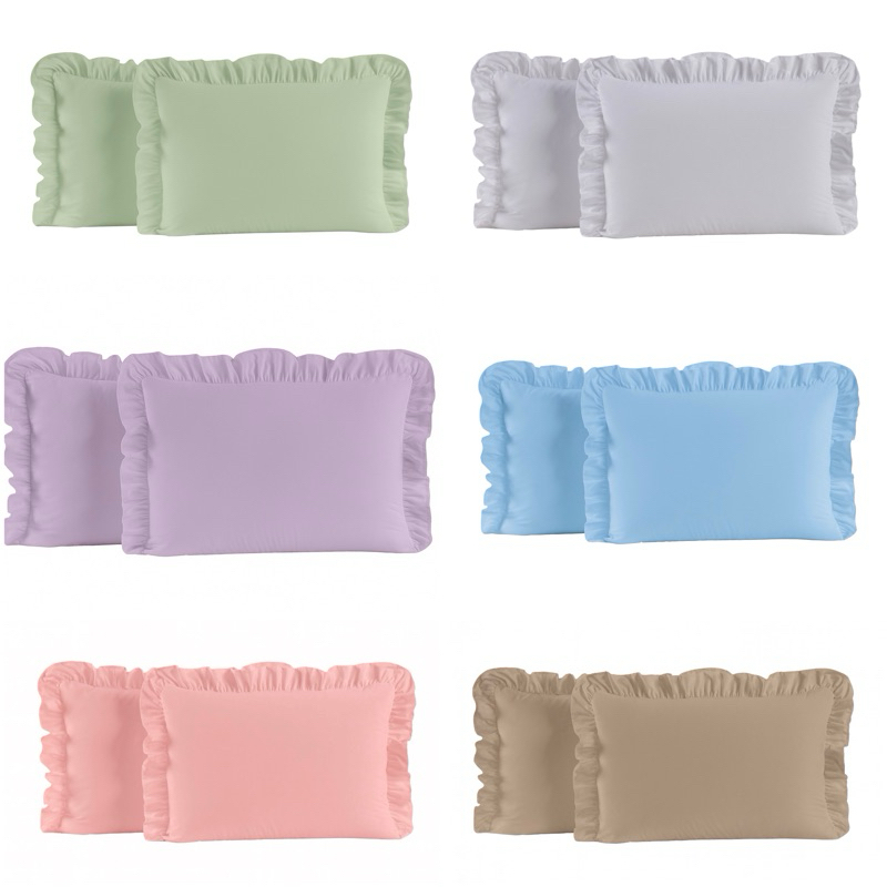 Kit 2 Fronha de Babado (1 PAR) de Algodão com Zíper