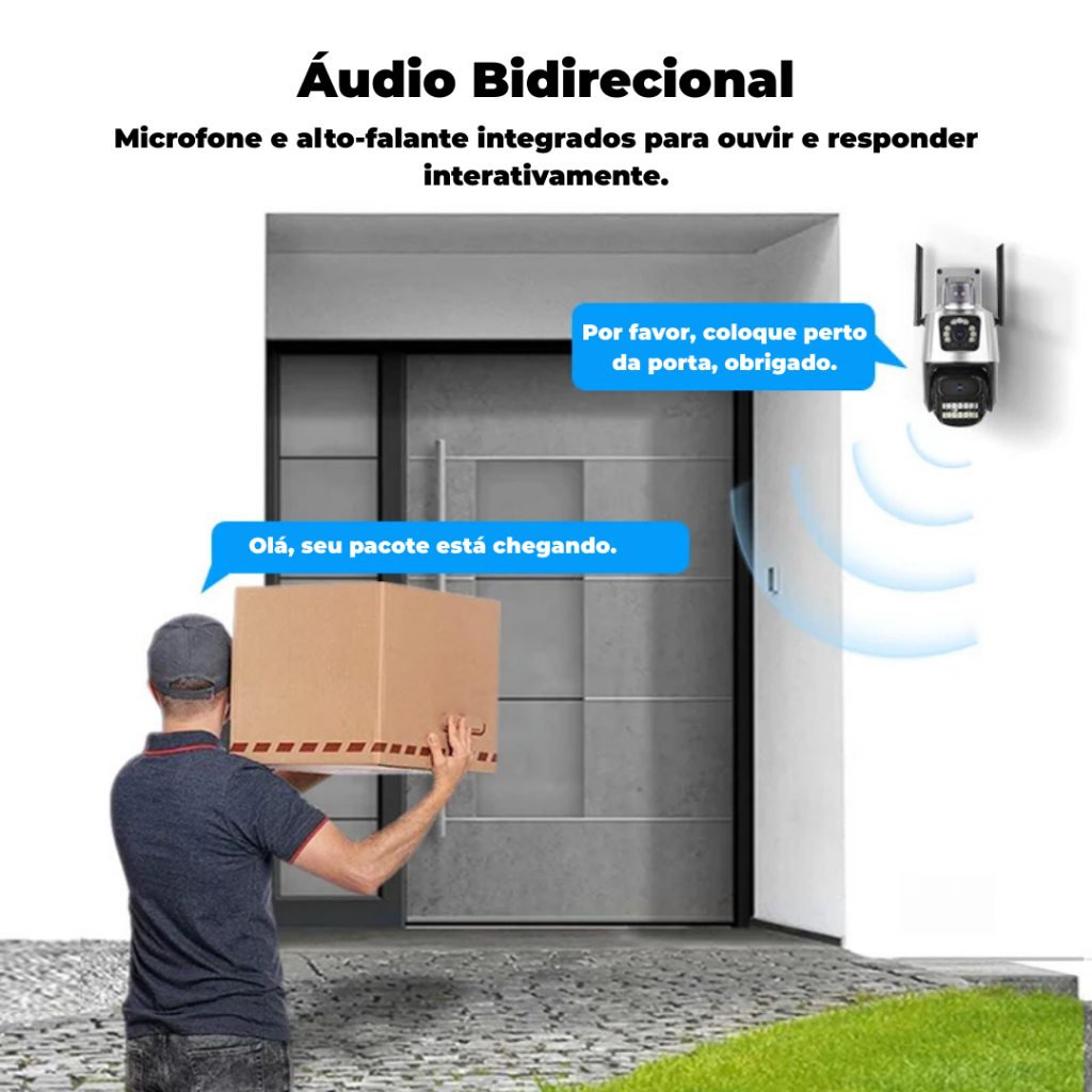 JL PROTEC 4K 8MP Câmera de Segurança 2 Lentes Com Audio e Microfone Câmera 360 Graus Wifi