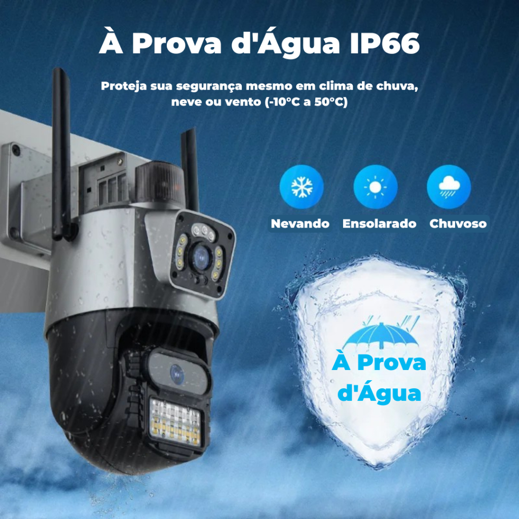 JL PROTEC 4K 8MP Câmera de Segurança 2 Lentes Com Audio e Microfone Câmera 360 Graus Wifi