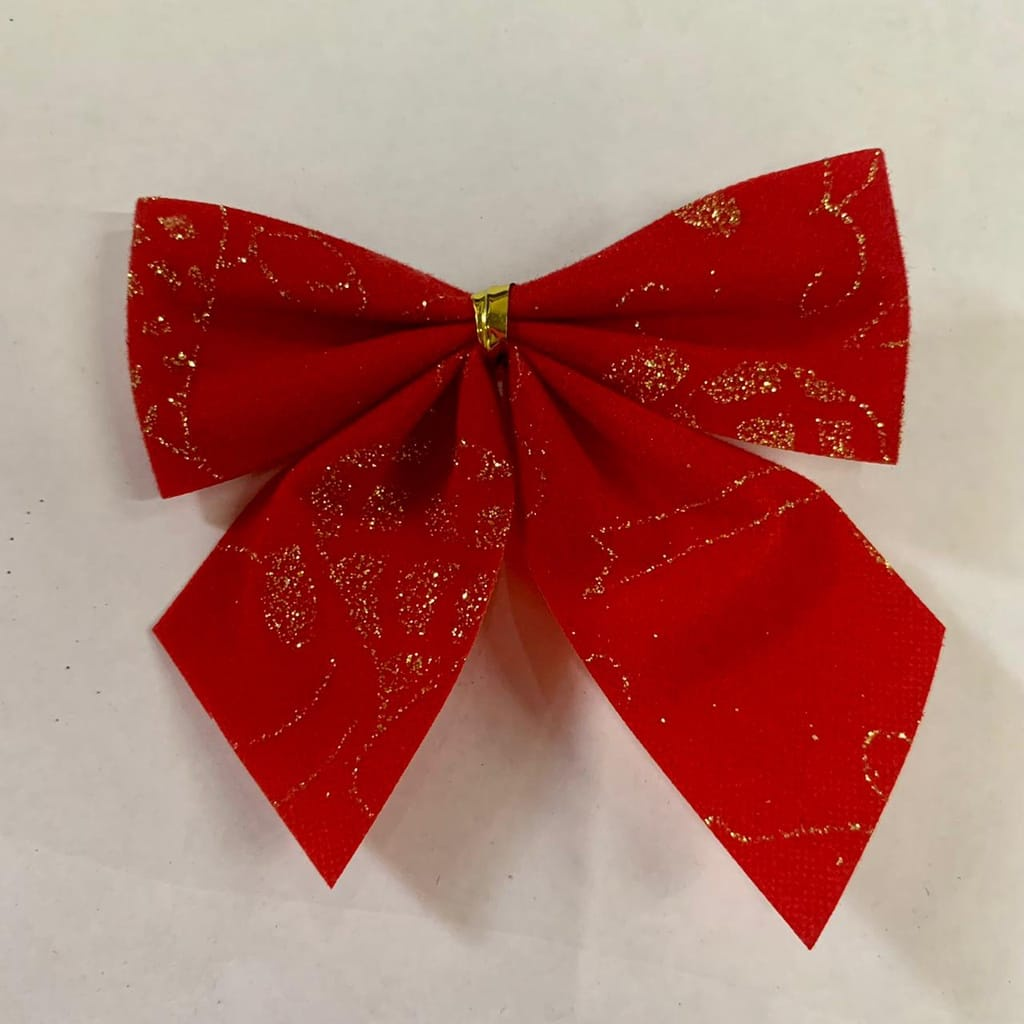 Kit 6 laços Vermelho Com dourado Enfeite de Arvore De Natal