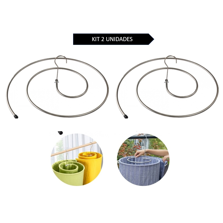 Kit 2 Varal Espiral Inox Secagem Fácil Cabide Redondo Lençol