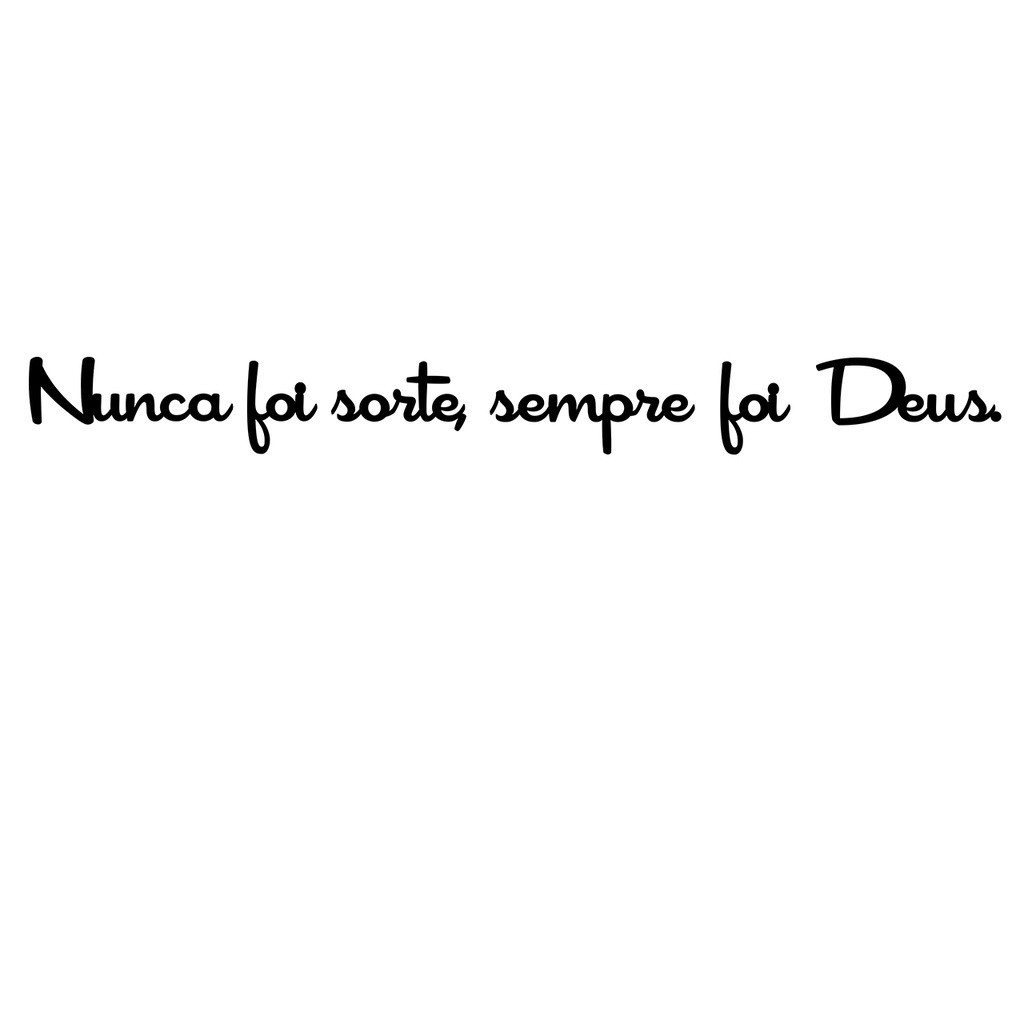 Quadro Decorativo Religioso Frase Nunca foi sorte sempre foi Deus MDF 3mm Preto Fosco
