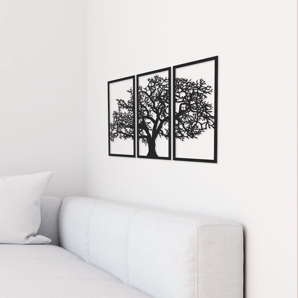 Quadro Decorativo Vazado Árvore da Vida MDF 3mm Preto Fosco