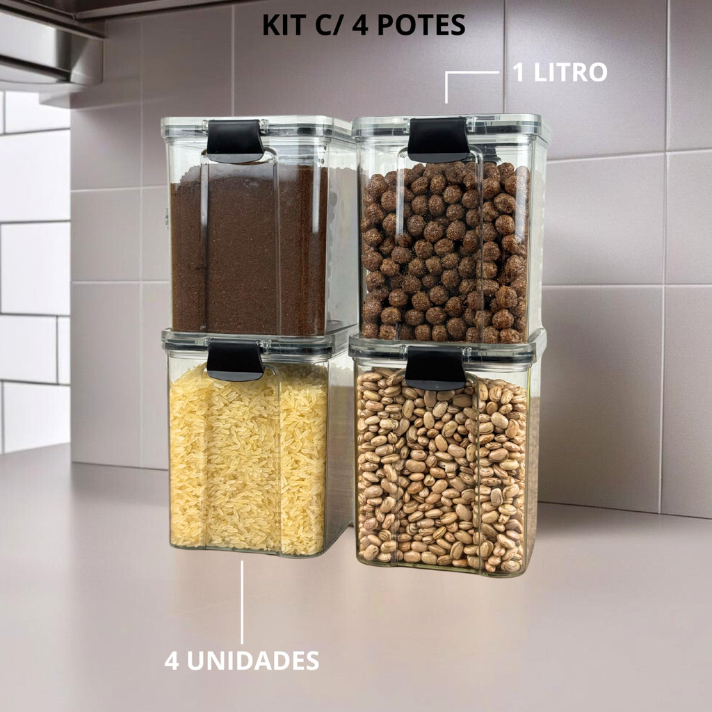 Kit Pote Hermético para Mantimentos