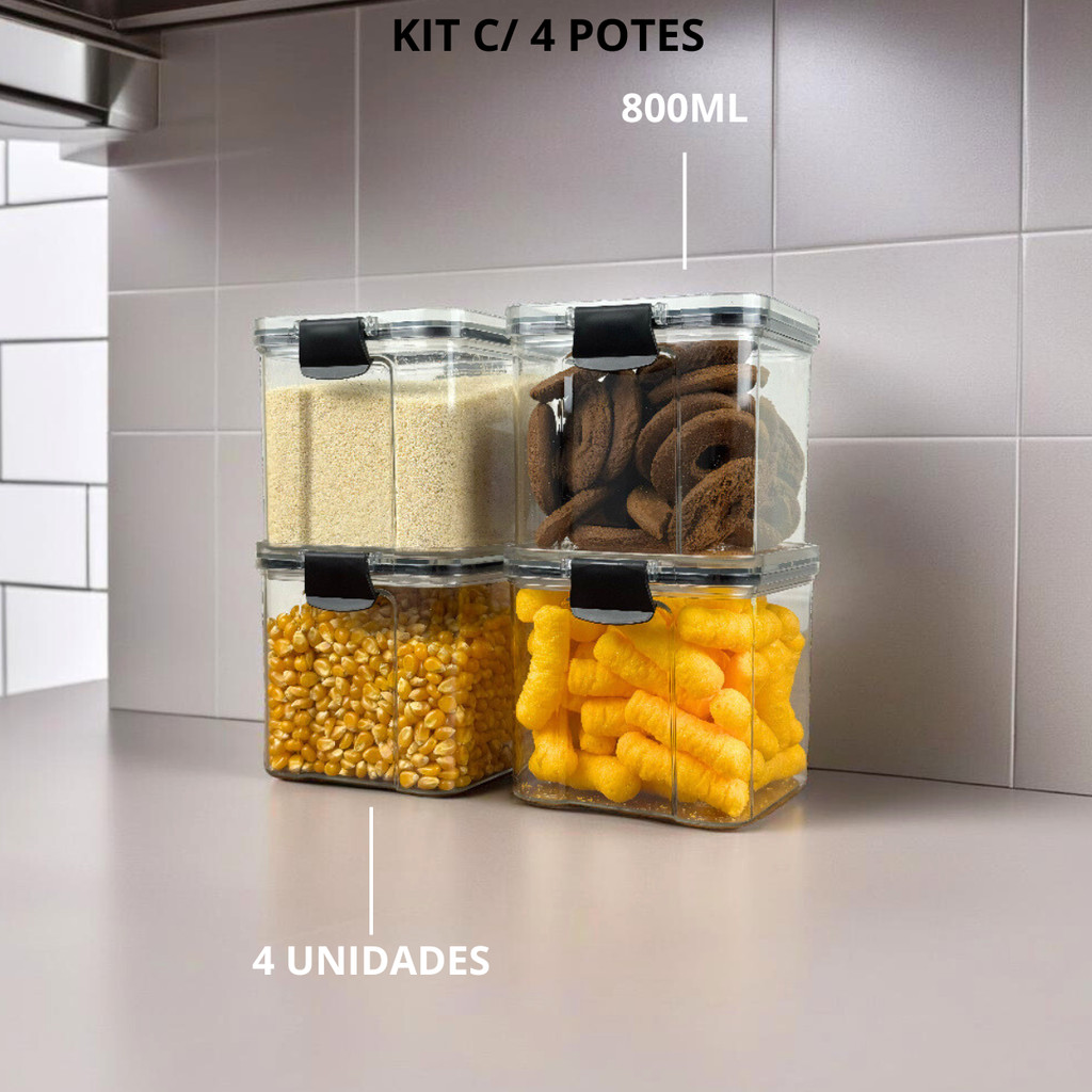 Kit Pote Hermético para Mantimentos
