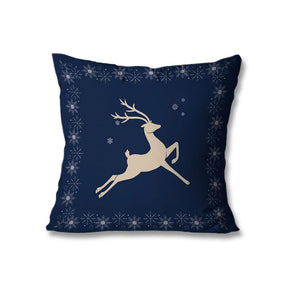 Kit com 4 Capas de Almofadas Decorativas Natal Azul e Branco Único