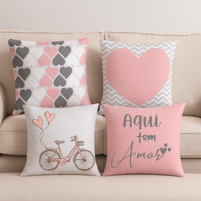 Capas de Almofadas - Rosa Coração