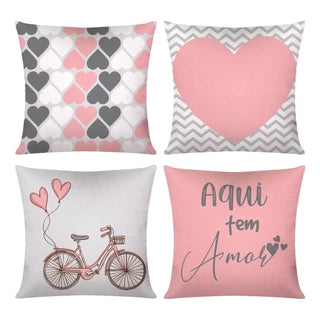Capas de Almofadas - Rosa Coração