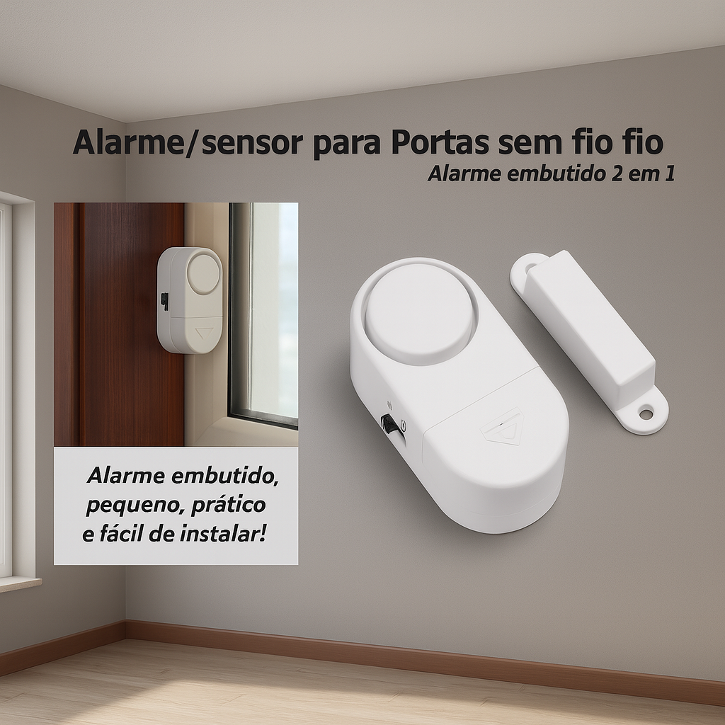Kit com 4 Alarmes Magnéticos para Portas e Janelas – Sensor Sonoro de Presença Residencial