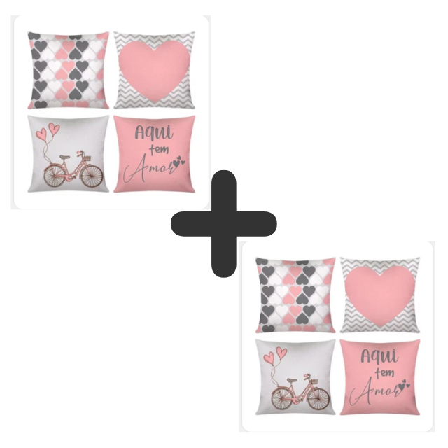 Capas de Almofadas - Rosa Coração