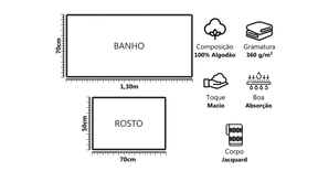 KIT 2 Toalhas - Banho e Rosto Grande Macia 100% Algodão Seca Rápido Ótima Absorção