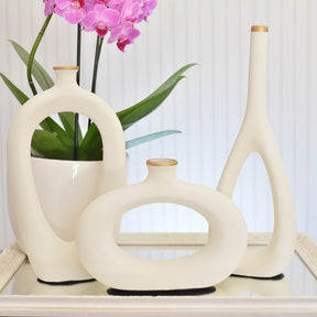 Kit Vasos de Cerâmica Decorativo Vasado