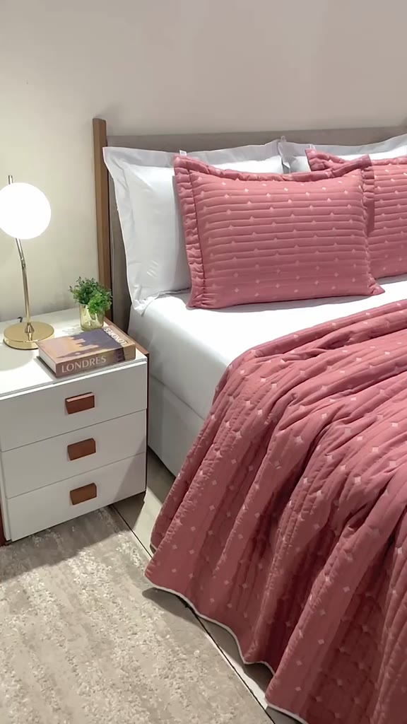 Cobre Leito 3 Peças QUEEN Percal 200 Fios Decor Dupla Face