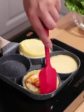 Frigideira Multifuncional Antiaderente 4em1 E 3em1 Ovos Hambúrguer Omelete Com Alça De Madeira