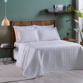 Cobre Leito 3 Peças QUEEN Percal 200 Fios Decor Dupla Face