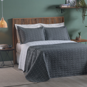 Cobre Leito 3 Peças QUEEN Percal 200 Fios Decor Dupla Face