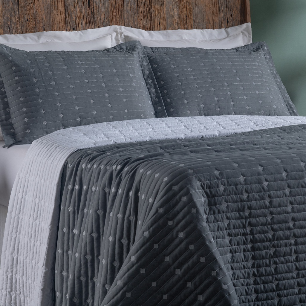 Cobre Leito 3 Peças QUEEN Percal 200 Fios Decor Dupla Face