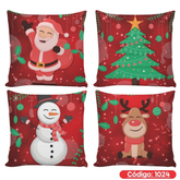 Kit 4 Capas de Almofadas Decorativas 45x45cm Feliz Natal Sala Quarto e Decoração
