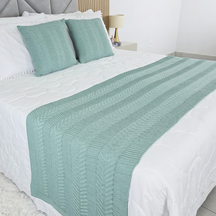 Kit Peseira Manta Tricot Cama Casal Queen King Links + 2 Capas Almofadas