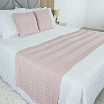 Kit Peseira Manta Tricot Cama Casal Queen King Links + 2 Capas Almofadas