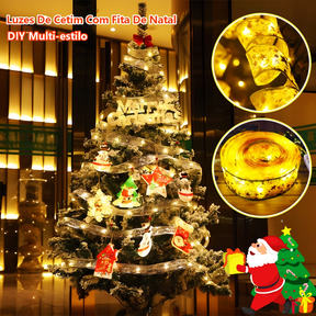 10 M Laços De Fita De Natal Com 100 Luzes Fada Cordas LED árvore Ornamentos Pisca Enfeites Decoração