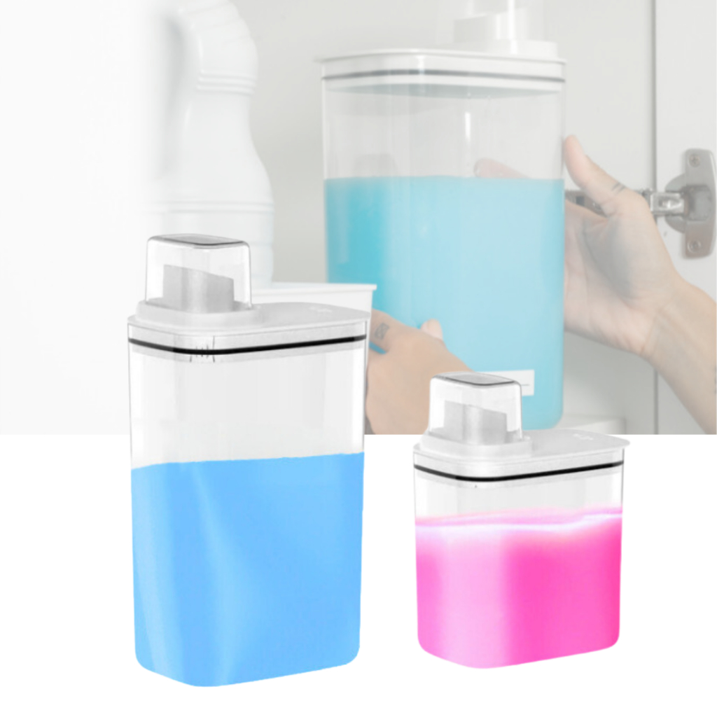 Kit 2 Dispensers de Acrílico para Sabão e Amaciante – Organização Premium | Linha CasaClean
