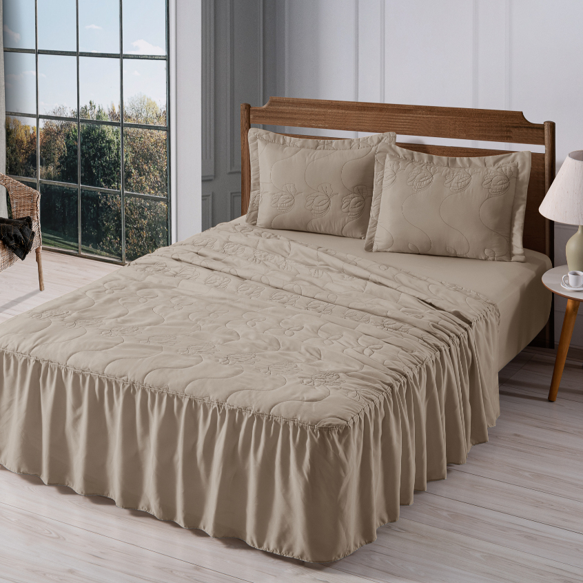 Cobre Leito Casal 3 Peças – Tecido Macio e Caimento Elegante | Linha Essenza Couple