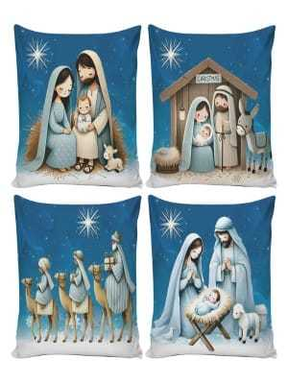 Kit 4 Capas de Almofadas Decorativas 45x45cm Feliz Natal Sala Quarto e Decoração