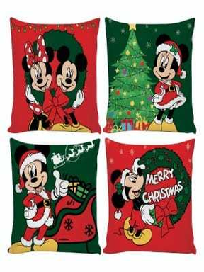 Kit 4 Capas de Almofadas Decorativas 45x45cm Feliz Natal Sala Quarto e Decoração