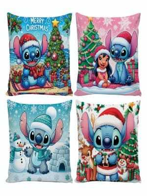 Kit 4 Capas de Almofadas Decorativas 45x45cm Feliz Natal Sala Quarto e Decoração