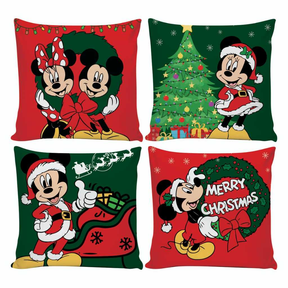 Kit 4 Capas de Almofadas Decorativas 45x45cm Feliz Natal Sala Quarto e Decoração